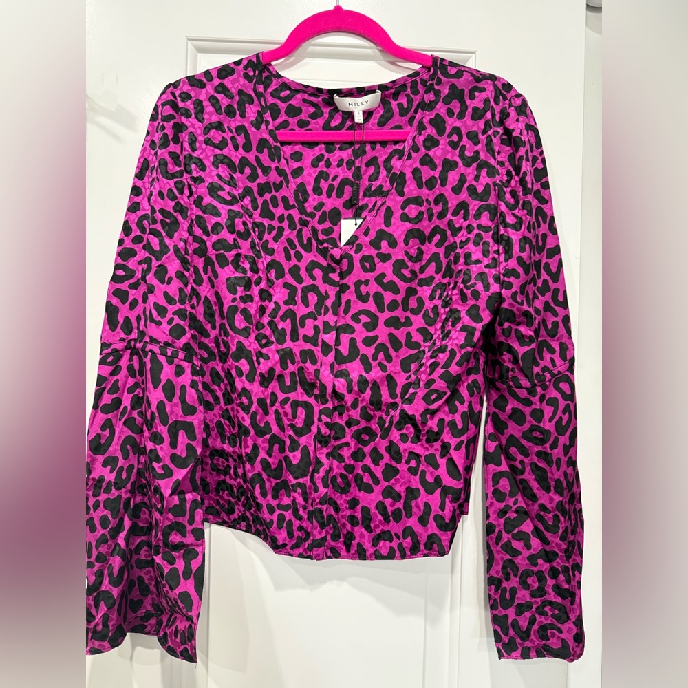 NWT Milly Purple Silk Blouse Size S